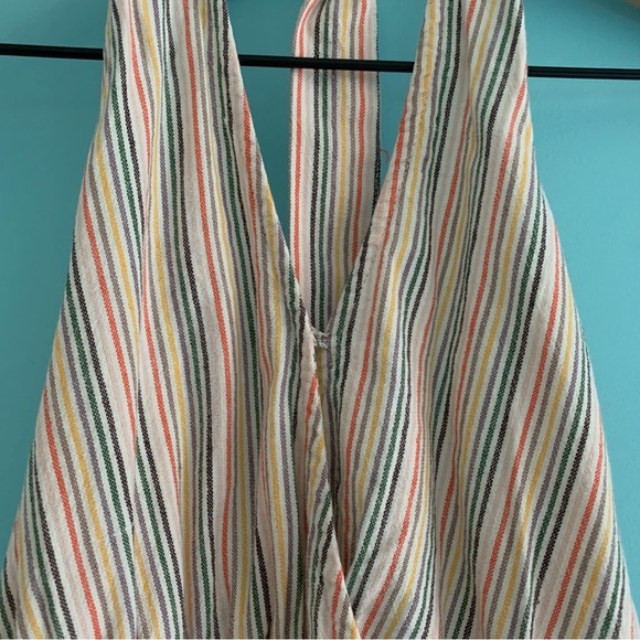 American Eagle Striped Smocked Halter Linen Top S - Picture 4 of 10